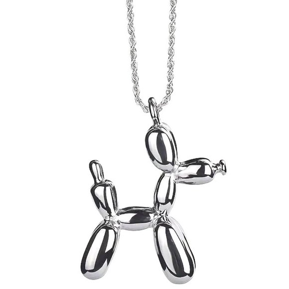 Balloon Dog Necklace & Pendant Silver Tone Chain Puppy Whimsical NEW GIFT - Picture 1 of 2